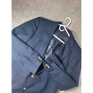 Stanley Blacker Blazer Men's Large Blue with Gold Buttons Suit Jacket